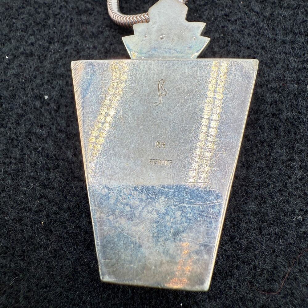 Vintage Dichroic Glass 925 Sterling Silver Rectangle Shaped Pendant Necklace - Picture 2 of 3